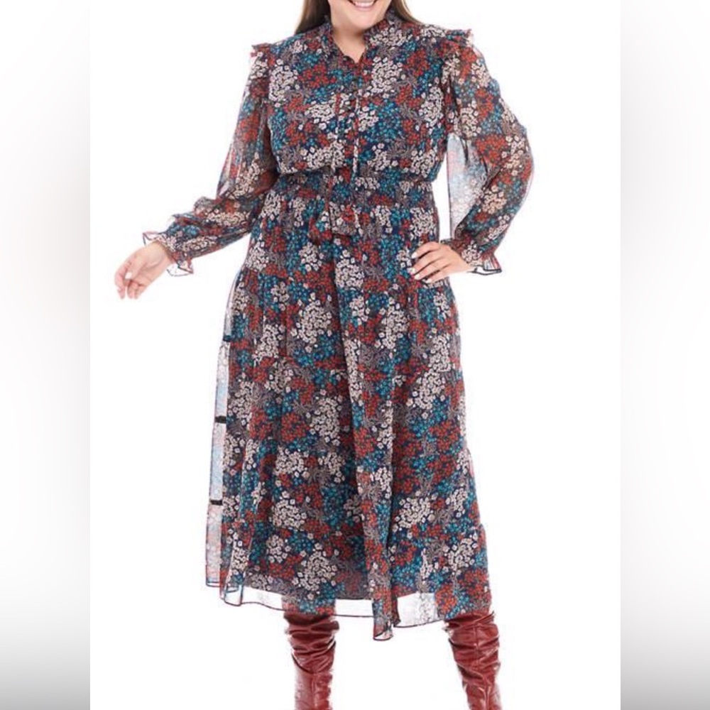Wonderly Multicolor Floral Long Sleeve Dress
